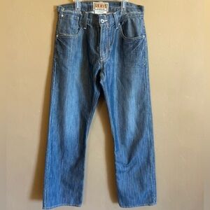 Levi’s 514 Distressed Metallic Blue Dye Wash Men Denim 34x32